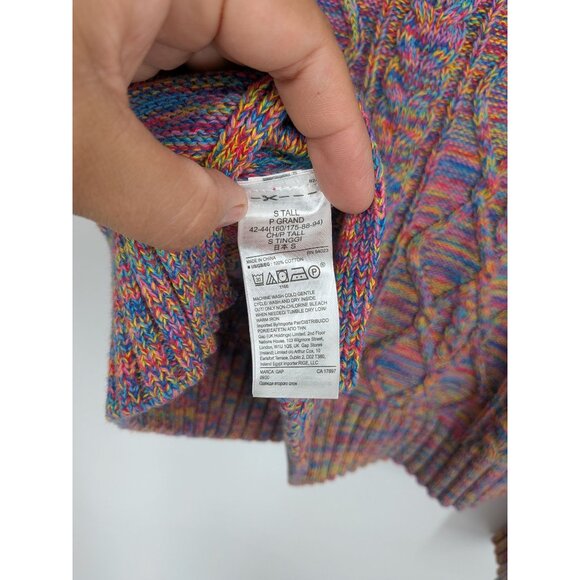 Gap Chunky Knit Sweater Women Size S Tall Pullover Fisherman Rainbow Y2K Cottage - Picture 7 of 8